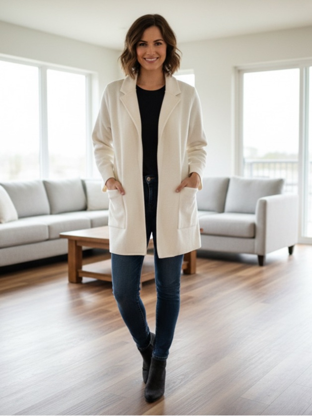 J. Crew 365 Open-Front Long Cardigan 30% merino wool sweater